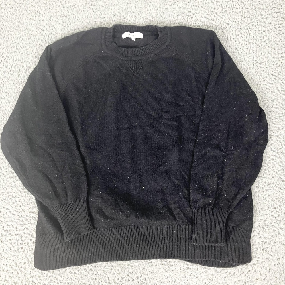Reiss Sweater Womens 6 Black Viscose Polyamide Crewneck Raglan‎ Knit Pullover